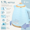 HOMCOM 3000W 1.7L Kettle & 4 Slice Toaster, Kettle and Toaster Set with 7 Browning Controls and Crumb Tray, Light Blue