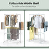 H-shaped Clothes Drying Rack Collapsible with Detachable Middle Shelf-White