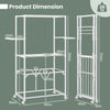 H-shaped Clothes Drying Rack Collapsible with Detachable Middle Shelf-White