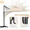 Outsunny 2.7 x 2.7 m Cantilever Parasol, Square Overhanging Umbrella with Cross Base, Crank Handle, Tilt, 360 Rotation and Aluminium Frame, Cream White