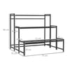 Outsunny Three-Tier Metal Plant Shelf - Black