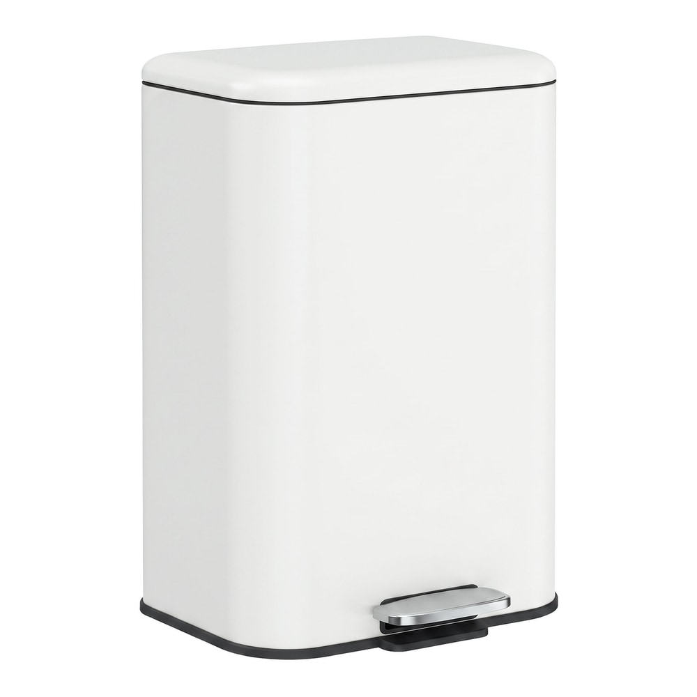 HOMCOM 20 L Kitchen Pedal Bin, Metal Rubbish Bin with Removable Inner Bucket, Soft-Close & Stay-Open Lid, Cream White