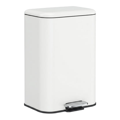 HOMCOM 20 L Kitchen Pedal Bin, Metal Rubbish Bin with Removable Inner Bucket, Soft-Close & Stay-Open Lid, Cream White