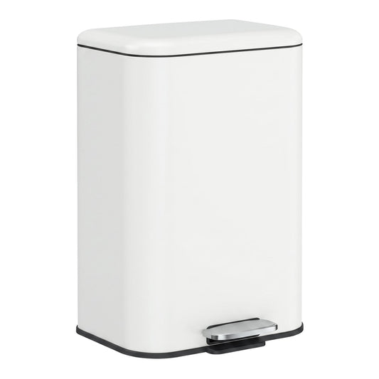 HOMCOM 20 L Kitchen Pedal Bin, Metal Rubbish Bin with Removable Inner Bucket, Soft-Close & Stay-Open Lid, Cream White