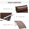 Outsunny Sun Lounger Steel Frame Outdoor Folding Chaise Texteline Lounge Chair Recliner with Headrest & 7 Levels Adjustable Backrest, Brown