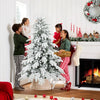 HOMCOM 6ft Super Flocked Christmas Tree - Green/White