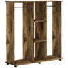 HOMCOM Open Wardrobe Double Mobile Storage Shelves Organizer W/6 Wheels-Rustic Brown
