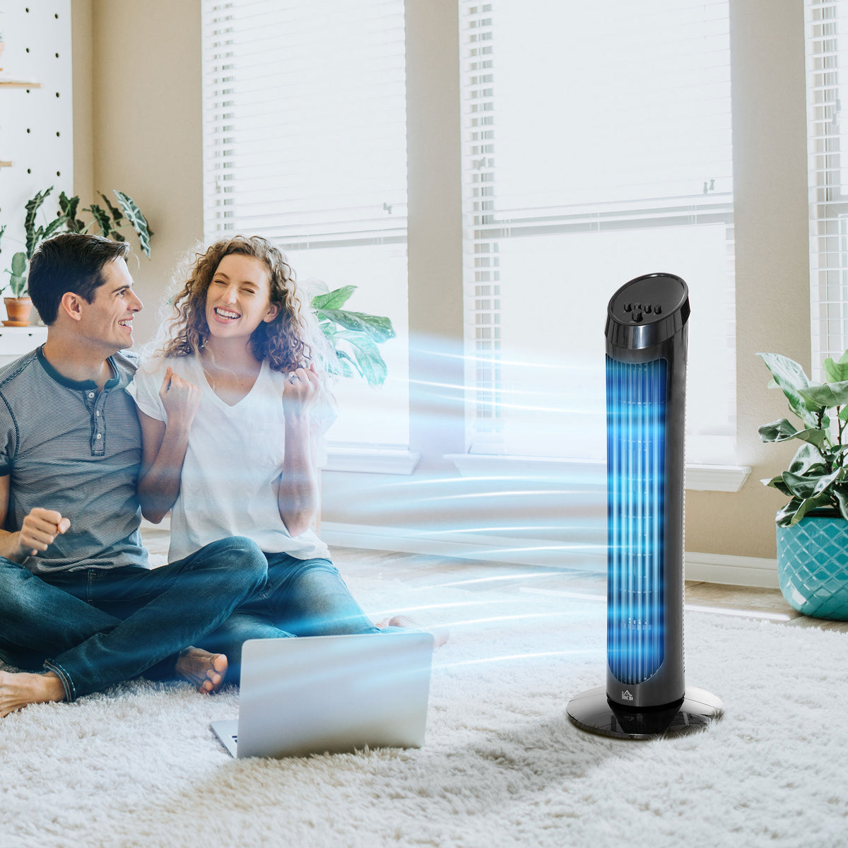 HOMCOM Tower Fan in Black
