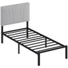 HOMCOM 3FT Single Bed Frame with Upholstered Headboard and Underbed Storage, Black and Light Grey