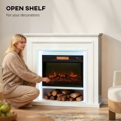 HOMCOM 4777 BTU Multicolour LED Electric Fireplace in White