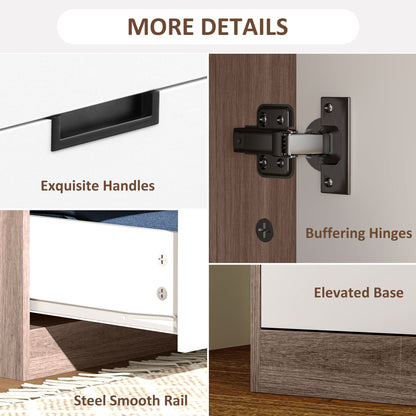 HOMCOM Two Door, Two Drawer Wardrobe - White/Brown