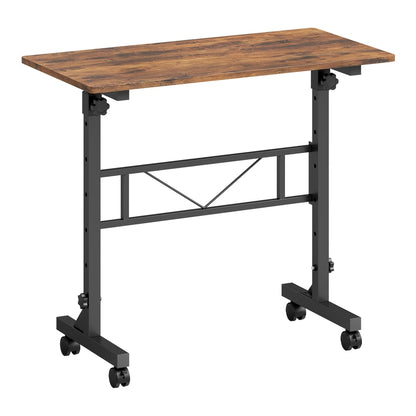 HOMCOM Overbed Table in Rustic Brown Black