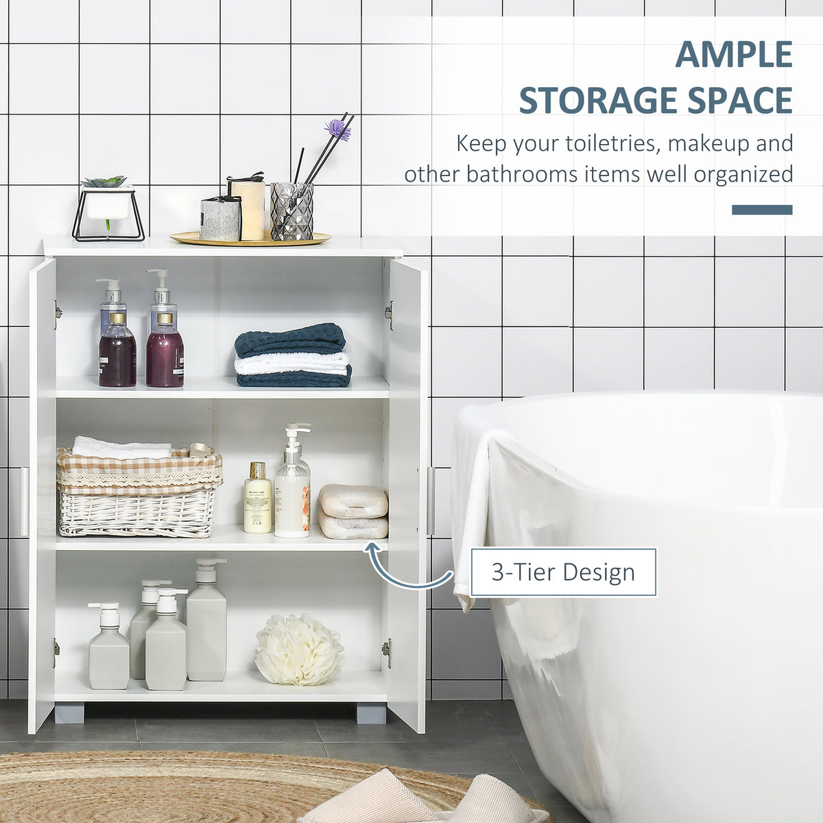 kleankin Modern Bathroom Floor Cabinet in White