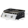Outsunny Gas Plancha Barbecue Grill with 2 Stainless Steel Burner, 6kW, Portable Tabletop Gas BBQ with Non-Stick Griddle for Camping Picnic Garden Party Festival