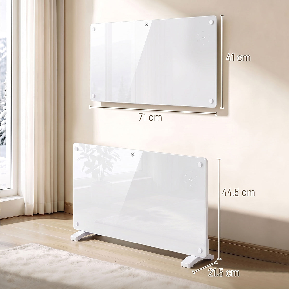 HOMCOM 1500W Smart Panel Heater Wall Mounted & Freestanding in White