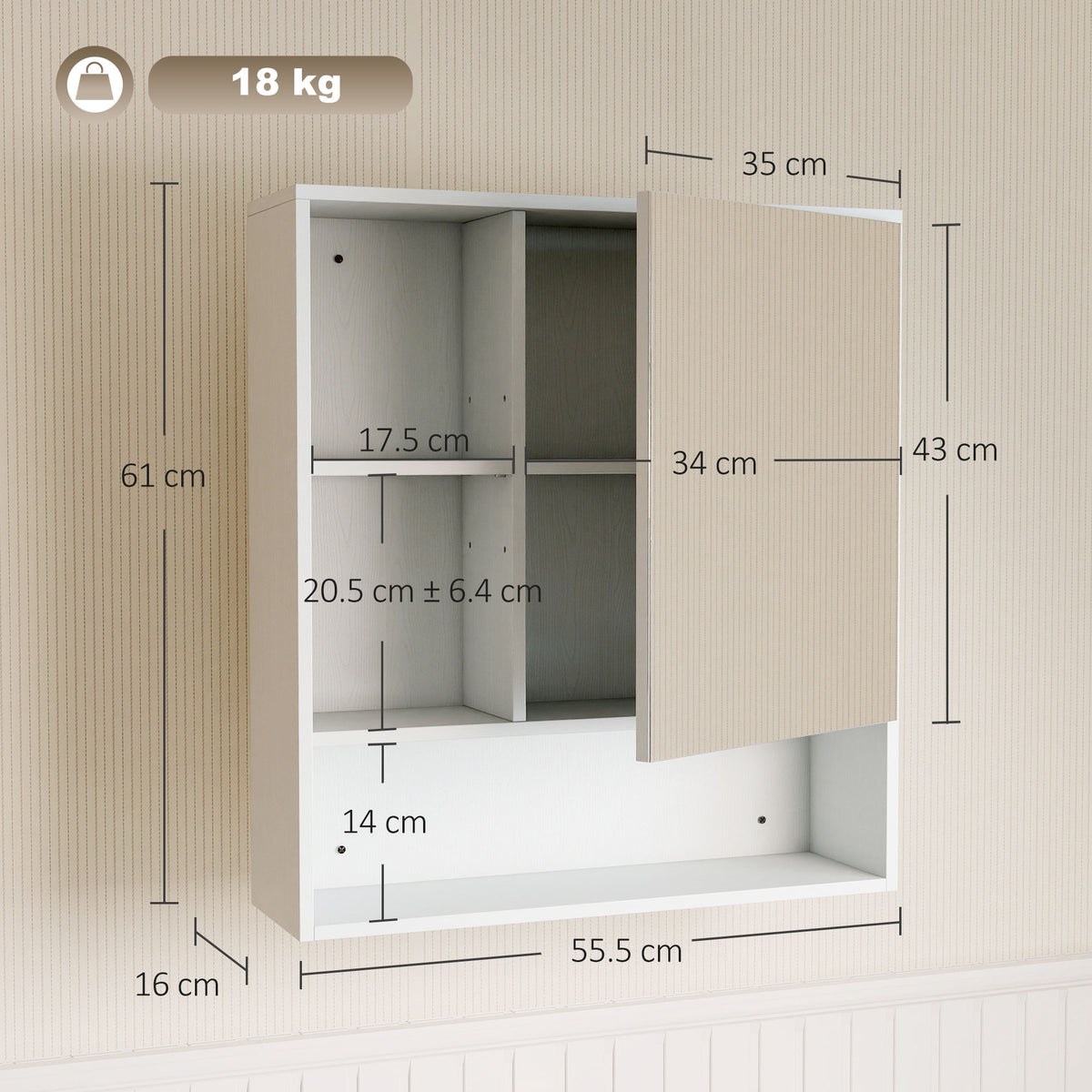 HOMCOM Bathroom Mirror Cabinet in White
