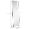 HOMCOM Full-Length Mirror, 160 x 40 cm, Wall Mounted, Freestanding Floor Mirror with LED Lights and Remote Control, Dimming & 3 Colour Modes, for Bedroom, Black