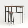 HOMCOM 6-Piece Bar Table Set, Counter Height Kitchen Dining Set with 2 High Tables & 4 Stools, Space Saving Compact Bar Furniture for Small Kitchens and Flats, Multiple Arrangements, Rustic Brown