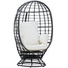 Outsunny 360 Swivel Egg Chair, Garden Rattan Swivel Chair with Thickened Cushion and Pillow, 150 KG Capacity for Indoor Outdoor, Balcony, Patio, Black