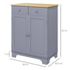 HOMCOM Side Storage Multi-use Sideboard Table Kitchen Floor Cabinet with Solid Wood Top, Adjustable Shelf, Drawer, Grey