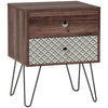 HOMCOM Nightstand, 2-Drawer Bedside Table, Bedside Cabinet, Sofa End Side Table for Living Room, Bedroom, Rustic Brown