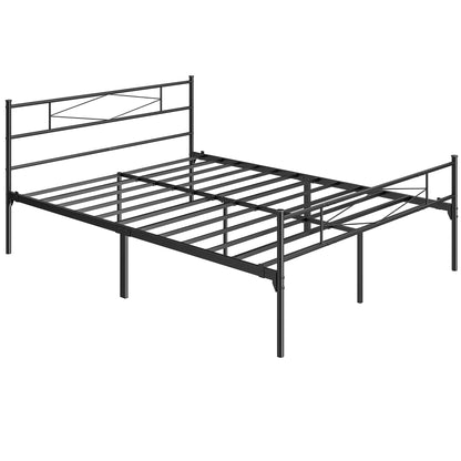 HOMCOM 5ft King Bed Frame with Headboard and Footboard, Metal Platform Bed Frame with 32 cm Underbed Storage, Black