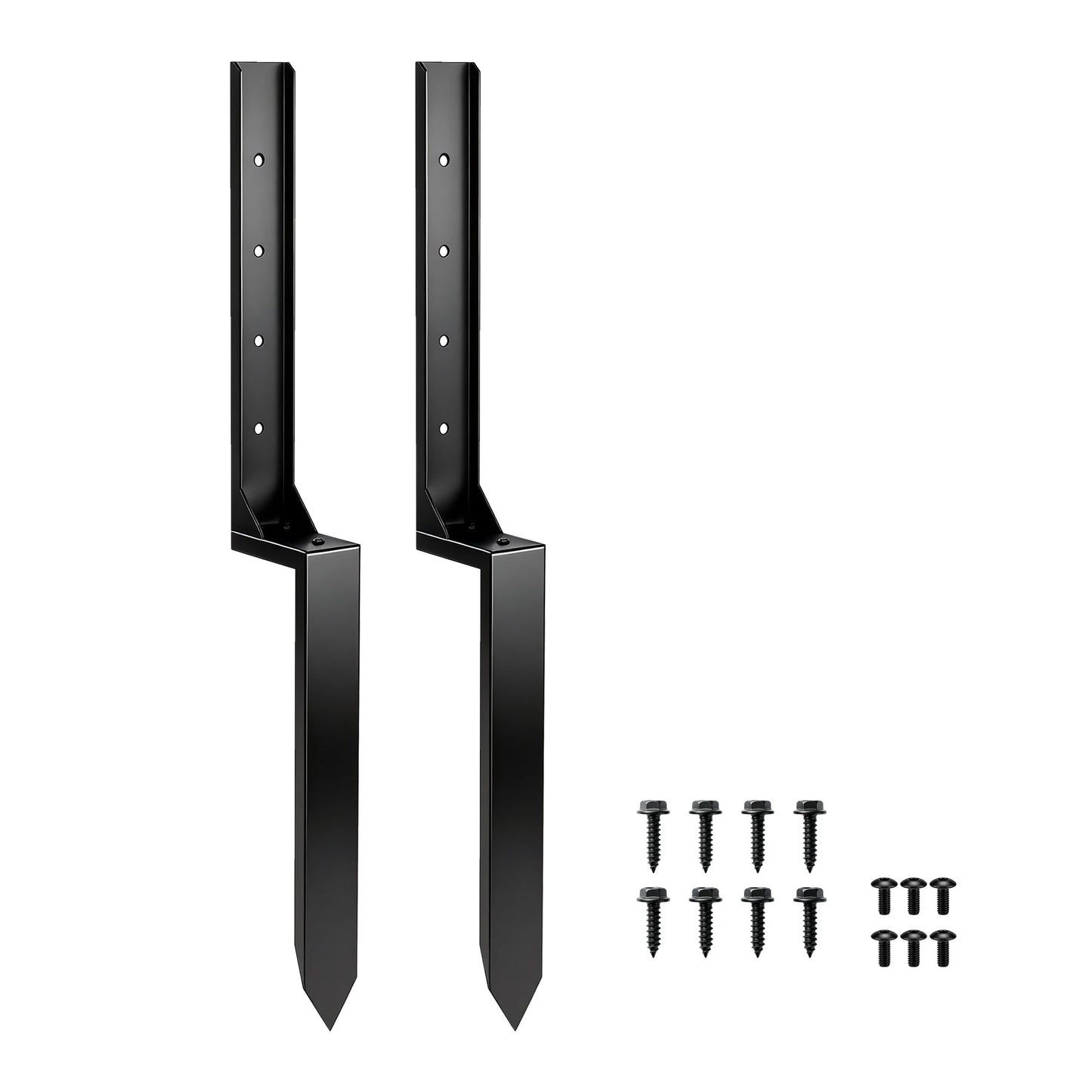 Outsunny 2 Pack Fence Post Repair Kit, 81 cm Metal Fence Post Support with Drill, Garden Ground Spikes for Broken Gate, Posts