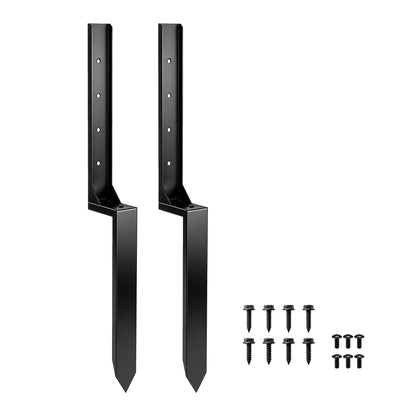 Outsunny 2 Pack Fence Post Repair Kit, 81 cm Metal Fence Post Support with Drill, Garden Ground Spikes for Broken Gate, Posts