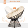 Outsunny 360Â° Swivel Rattan Moon Bowl Chair Round Lounge Garden Wicker Basket Seat with Padded Cushion Oversized for Outdoor Indoor, Beige