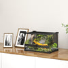PawHut Reptile Glass Terrarium with Stone Background, Front Ventilation, Escape-Proof Knob Lock, 30 x 20 x 20 cm, Black