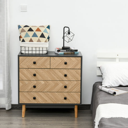 HOMCOM Chest of Drawers in Dark Grey and Nature Wood