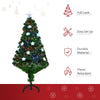 HOMCOM 4FT Prelit Artificial Christmas Tree Fibre Optic Star LED Light Holiday Home Xmas Decoration with LED Light for Indoor Party, Green