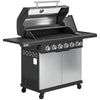 Outsunny 6+1 Burner Gas BBQ Grill, Outdoor Barbecue Trolley with Wheels, Warming Rack, Thermometer, Bottle Opener, Silver Tone