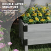 Outsunny Raised Garden Bed with Trellis, 2-Tier Wooden Elevated Planter Box for Vegetables, Flowers, Herbs, Grey