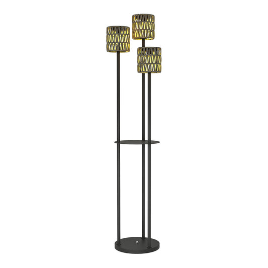 Outsunny Boho Rattan Floor Lamp in Grey
