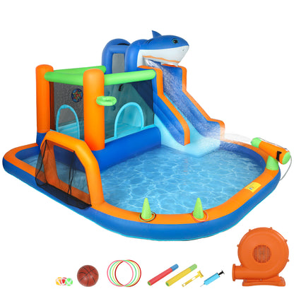 AIYAPLAY Inflatable Bouncy Castle in Blue