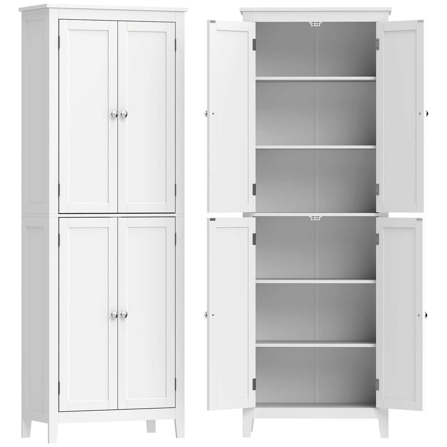 HOMCOM 170 cm Tall Bathroom Storage Cabinet, Freestanding Narrow Bathroom Cabinet with Adjustable Shelves for Laundry Room