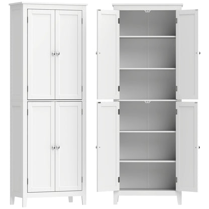 HOMCOM 170 cm Tall Bathroom Storage Cabinet, Freestanding Narrow Bathroom Cabinet with Adjustable Shelves for Laundry Room