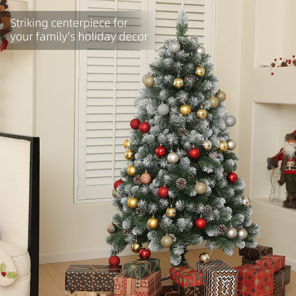 HOMCOM 5ft Snow-Dipped Artificial Pine Christmas Tree in Green