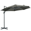 Outsunny 3 x 3(m) Cantilever Parasol with Cross Base, Garden Umbrella with 360 Rotation, Crank Handle and Tilt for Outdoor, Patio, Grey