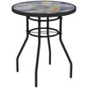 Outsunny â60 Garden Table, with Glass Printed Tabletop - Multicolour