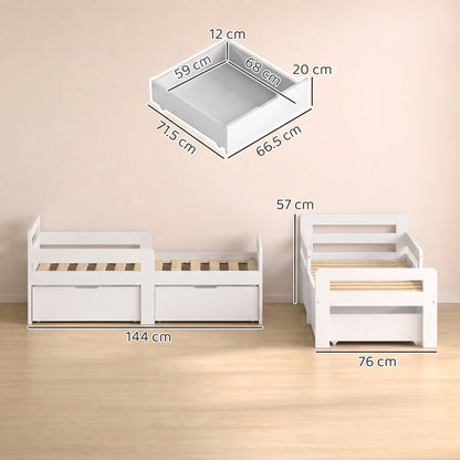 AIYAPLAY Wooden Kids Bed Frame in White