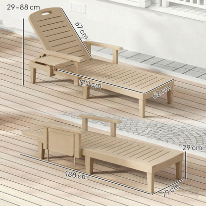 Outsunny Set of 2 Reclining Sun Loungers in Khaki