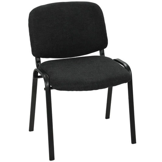 HOMCOM Meeting Chair, Stackable Ergonomic Office Chair with Padded Seat, Curved Backrest for Conference Room, Black