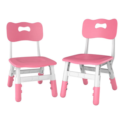 AIYAPLAY 2 PCS Kids Desk Chairs, 3 Level Height Adjustable Children's Chairs with Backrest for 1.5-8 Years, Max Load 50KG, Pink