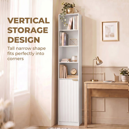 HOMCOM Bookcase Adjustable Shelf Bookshelf Anti-Tip Hardware 6-Tier Storage Cabinet White Wood Effect