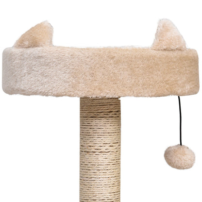 PawHut Multi Level Cat Tree for Indoor Cats with Scratching Post Bed Condo Perch, Kitten Climbing Tower, Beige 60L x 40W x 81H cm