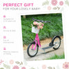 HOMCOM Kids Scooter, Kick Stunt Scooter with Adjustable Handlebar, Dual Brakes, Basket, Cupholder, Mudguard, 16