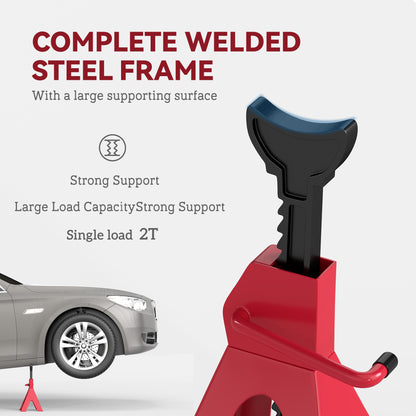 HOMCOM Axle Stands 2 Ton Car Jack Stands Pack of 2, 28-42.5 cm Height Adjustable Support Jack Stand, Heavy Duty Car Lift Tool for Vehicles, Caravans, Workshops, Garages, Red