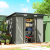 Outsunny 7 x 4ft Outdoor Storage Shed with Foundation Kit, Lean to Metal Garden Shed for Log, Rubbish Bin, Tool, Bike, Light Grey
